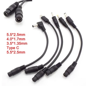DC Power 5.5x2.1mm Female to 5.5x2.5mm 3.5x1.35mm Male Laptop Connector Cables - Picture 1 of 11