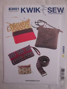 Kwik Sew 3651 Bags Coin Purse Wristlet Belts Pattern Accessories Uncut FF New - Picture 1 of 2