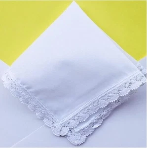NEU 6er Pack Damen Stickerei Baumwolle Taschentücher Spitze Hochzeit Taschentücher weiß - Bild 1 von 5