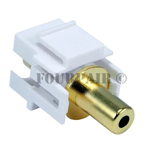 3.5mm 1/8" Gold Plated Stereo Female Jack Aux Coupler Keystone Snap-In White New - Picture 1 of 1