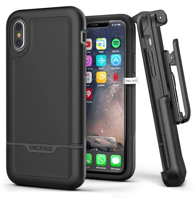 Capa coldre clipe cinto iPhone XS, capa resistente grau militar (rebelde) preta - Imagem 1 de 4