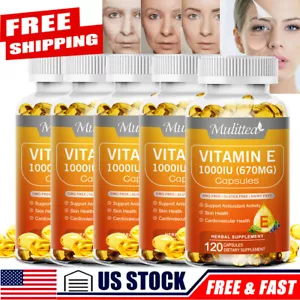 5Pack Vitamin E 1000 Iu Capsules - Supports Immune Skin Hair Nail Eye Health - Picture 1 of 9