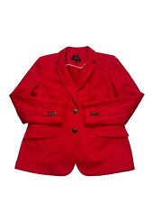Talbots Blazer Womens 14 Aberdeen Jacket Red Single Breasted Cotton Blend Jacket