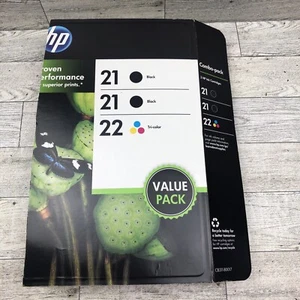 GENUINE HP 21 HP 22 Ink Cartridge 2 Pack for Deskjet 3910 Officejet J3635 Oct 15 - Picture 1 of 3