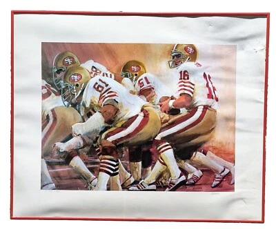 Impresión limitada de los 49ers de San Francisco Montana firmada por el artista Thomas Needham Foto 1 de 4