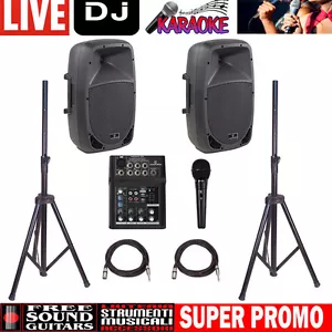 IMPIANTO AUDIO 800 watt COMPLETO PER KARAOKE DJ LIVE CASSE MIXER SUPPORTI - Foto 1 di 3