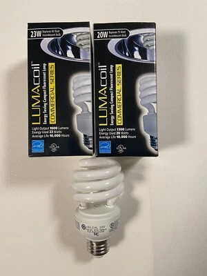 3Lot Energy Saving Compact Fluoresent Lamp 23W 20W Lumacoil GE Lightbulb Fixture - Image 1 of 4