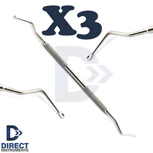 X3 Dental Hemingway Bone Curettes Periodontal Spoon Surgical Teeth Cleaning Tool - Picture 1 of 1