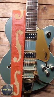 Pulseira de couro Gretsch F-Holes, laranja e bronzeado, 3 pol. MODELO #: 9224368100 - Imagem 1 de 4