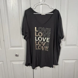 Maurice’s Gray V Neck Short Sleeve Love Tee Women’s Size 3XL - Picture 1 of 5