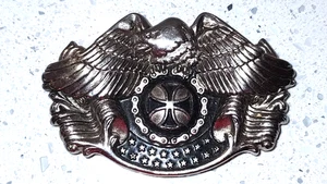 De colección Y2K Eagle Hierro Cruz Motocicleta Cadena Cinturón Hebilla Motociclista América - Imagen 1 de 3