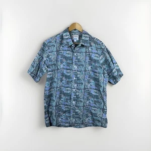 Kahala Hawaii Aloha Hemd Herren L Blau Fisch Tier Kurzarm Hawaii USA - Bild 1 von 8