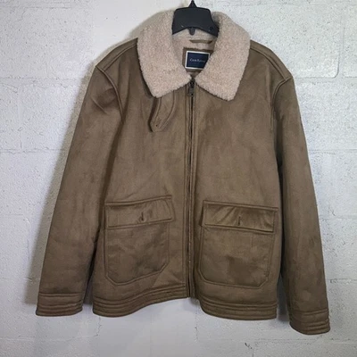  Club Room Men's Faux Suede shearling lined Jacket, Tan 2XL $250 - Image 1 of 4