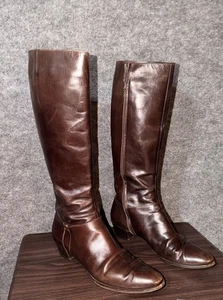 Salvatore Ferragamo Größe 10 italienische Lederreitstiefel Vintage Reitsport - Bild 1 von 7