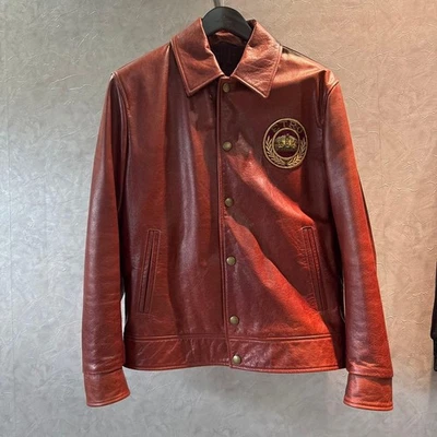 Etro 皮革夹克男式红色棕色牛皮状况完好,穿过一次 — 第 1/4 张图片