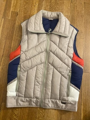 Vintage Mountain Goat White Stag Down Puffer Vest Mens M Blue Red Ski Resort - Image 1 of 4