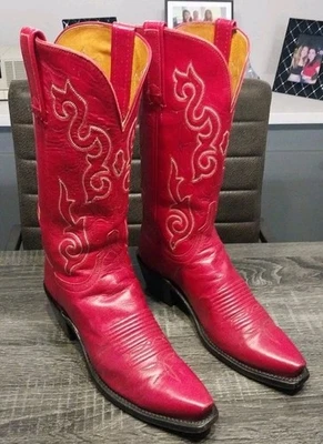 Vintage 80s Lucchese 1883 Red Leather Women's Boots (Size 6c) Rare Find! - Image 1 of 4