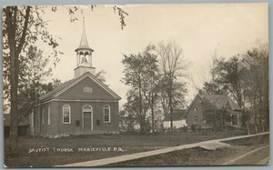 MARIEVILLE PA BAPTIST CHURCH ANTIQUE REAL PHOTO POSTCARD RPPC - Picture 1 of 2