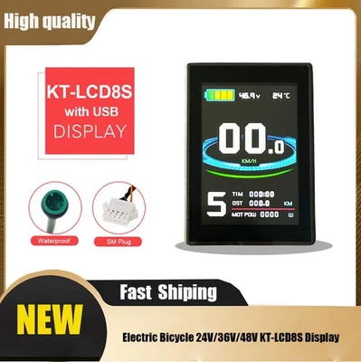 E-Bike KT-LCD8S Display 24V/36V/48V Electric Bicycle Conversion Kit Ebike - Image 1 of 4