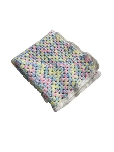 baby blanket hand crocheted granny square 21x21 inches - Picture 1 of 2