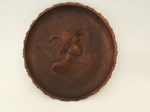 Vintage Hans Heinzeller carved wood plate charger artist signed - Picture 1 of 11