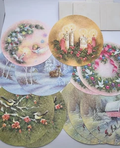 Vintage 60er Box 8" RUNDE WEIHNACHTSKARTEN Gruß 11 Karten mit Umschlägen unbenutzt MCM - Bild 1 von 11