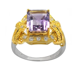 De Buman Ring 3,16 ctw echter Amethyst und Zirkonia 925 Silber Größe 6/7/8 - Bild 1 von 5