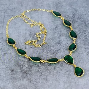 Chromdiopsid Edelstein 925 Sterling Silber Schmuck Kette Halskette als Geschenk - Bild 1 von 4