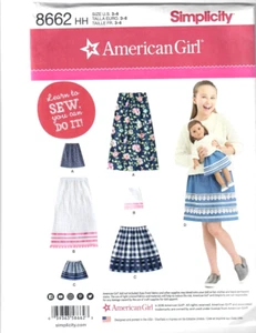 Simplicity 8662 Pattern Child/Girl Skirt American Girl 18" Doll Skirt 3-6 - Picture 1 of 4