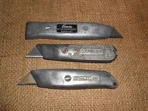 Vintage Fixed Blade Utility Knife Lot of 3, Stanley 199, 299 and Evans 02, USA 