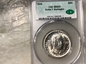 1946 Silver Booker T Washington Half Dollar Commemorative MS 64 - Picture 1 of 2