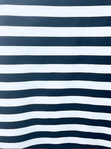 One Inch Stripe Poly Cotton Fabric Print Navy White 58" Wide SOLD BY THE YARD - Picture 1 of 1