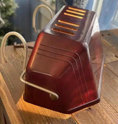 Vintage 1950s Rex Electric Manufacturing Co Light Faux Bakelite Shade With Hooks - Image 1 of 4