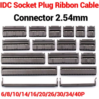 2.54mm Pitch 10,14,16,20,26,34,40 Way IDC Receptacle Plug Ribbon Cable Connector - Image 1 of 4