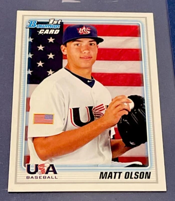 КАРТОЧКА ДЕБЮТАНТА МЭТТА ОЛСОНА 2010 TOPPS 1ST BOWMAN США #BDPP104! W/H ВЕРХНИЙ ПОГРУЗЧИК BRAVES - Изображение 1 из 4
