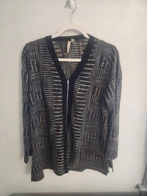 Comfy USA Ribbed Textured Knit Jacket Womens L Black - Image 1 of 4