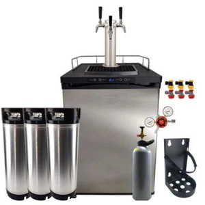 Series X Kegerator 3 Tap Triple Tap Three Tap PREMIUM BUNDLE 3x Taps with 3 New - Picture 1 of 6