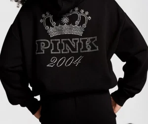 Victoria’s Secret, PINK, XXL, Limited Edition, Black,Y2K Style,Bling Zip Hoodie - Picture 1 of 4