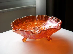 CUENCO IMPERIAL CARNAVAL CRISTAL BRILLO ROSA 3 DEDOS PATAS CALÉNDULA 8" - Imagen 1 de 14