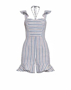 NWT $198 BCBGMaxazria Striped Angel Wing Romper Size XS - Picture 1 of 8