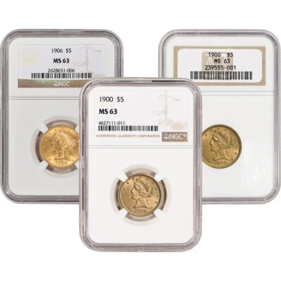 US Gold $5 Liberty Head Eagle - NGC MS63 - Random Date and Label - Image 1 of 3