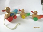 Spielzeug,  3 nach zieh Enten aus Holz  