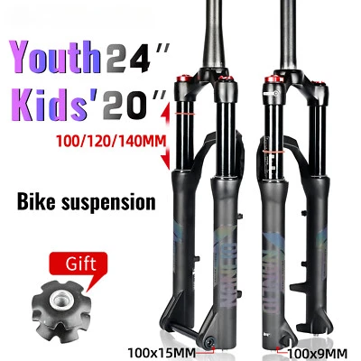 20/24er Mountain Bike Suspension Oil Gas Fork Travel 100/120/140mm Shoulder Lock - Image 1 of 4