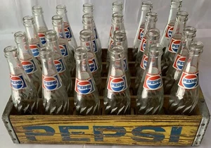 24 Red White & Blue 10 Oz Glass Bottles With Red & Blue Wooden Crate - Picture 1 of 24