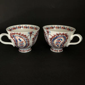 Taza Anthropologie Tazas con patas Té Café Floral Flor Rojo Azul Lote de 2 - Imagen 1 de 11