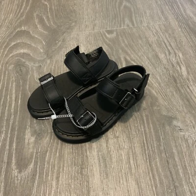 Черные кожаные сандалии Dr. Martens Kyle для маленьких детей размер 1 США с пряжками крючок и петля - Изображение 1 из 4
