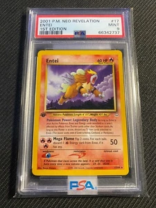 PSA 9 MINT Entei 17 Neo Revelation 1st Edition Pokemon Card - Picture 1 of 2