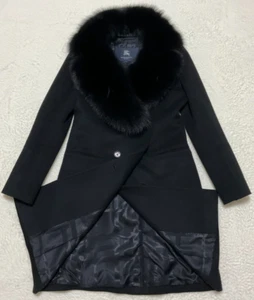 Burberry London Women's Cashmere Blend Wool Coat w/Fox Fur Black Asian 38 (XS) - Picture 1 of 20