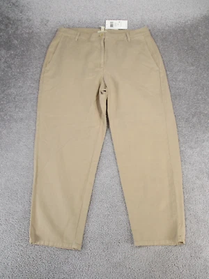 Eileen Fisher Ankle Pants Womens 14 Khaki Cotton Hemp Blend NEW - Image 1 of 4