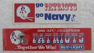 Zwei New England Patriots Autoaufkleber - 1985 AFC Chaps Bud Light, Go Navy - Bild 1 von 2